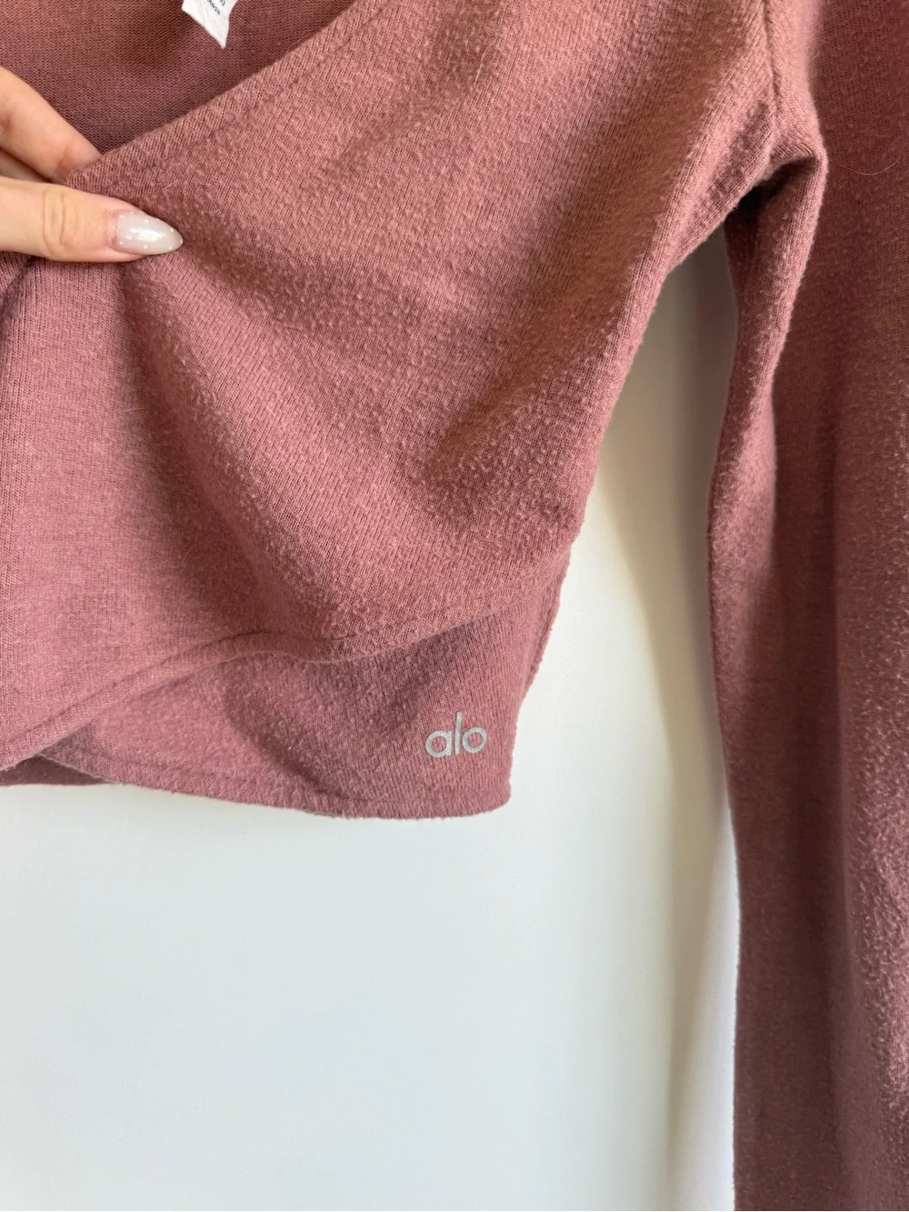 ALO Yoga Mauve Wrap Crop Long Sleeve Top